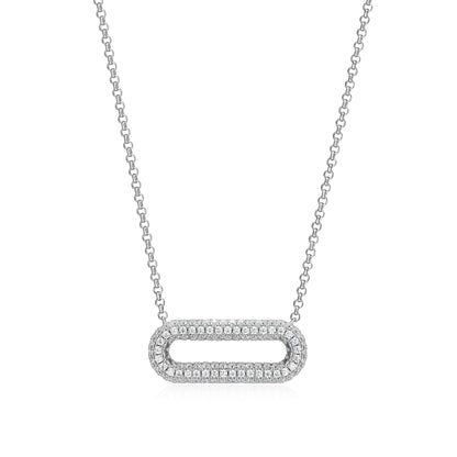 CN0222 - Reversible Pavé-Quilted Paperclip Hoop Necklace | Paris 1901