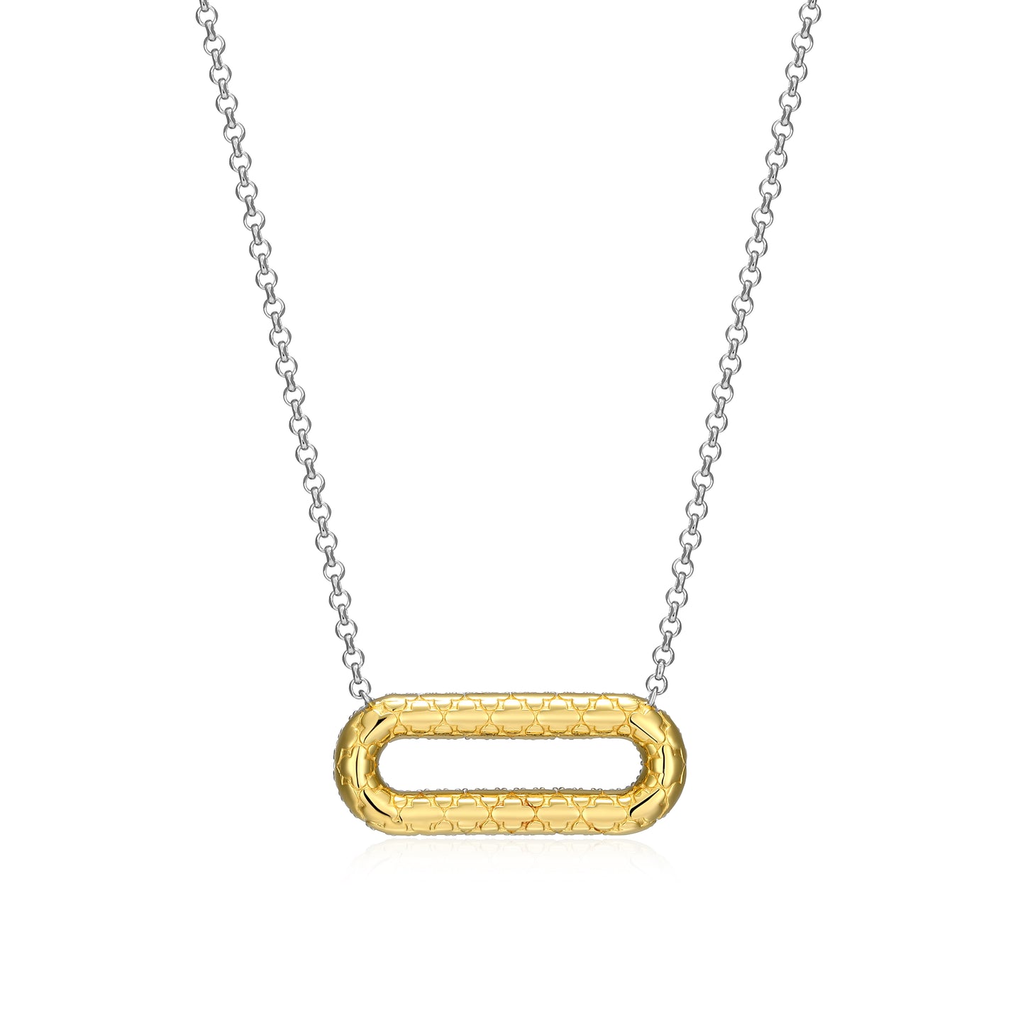 CN0222 - Reversible Pavé-Quilted Paperclip Hoop Necklace | Paris 1901