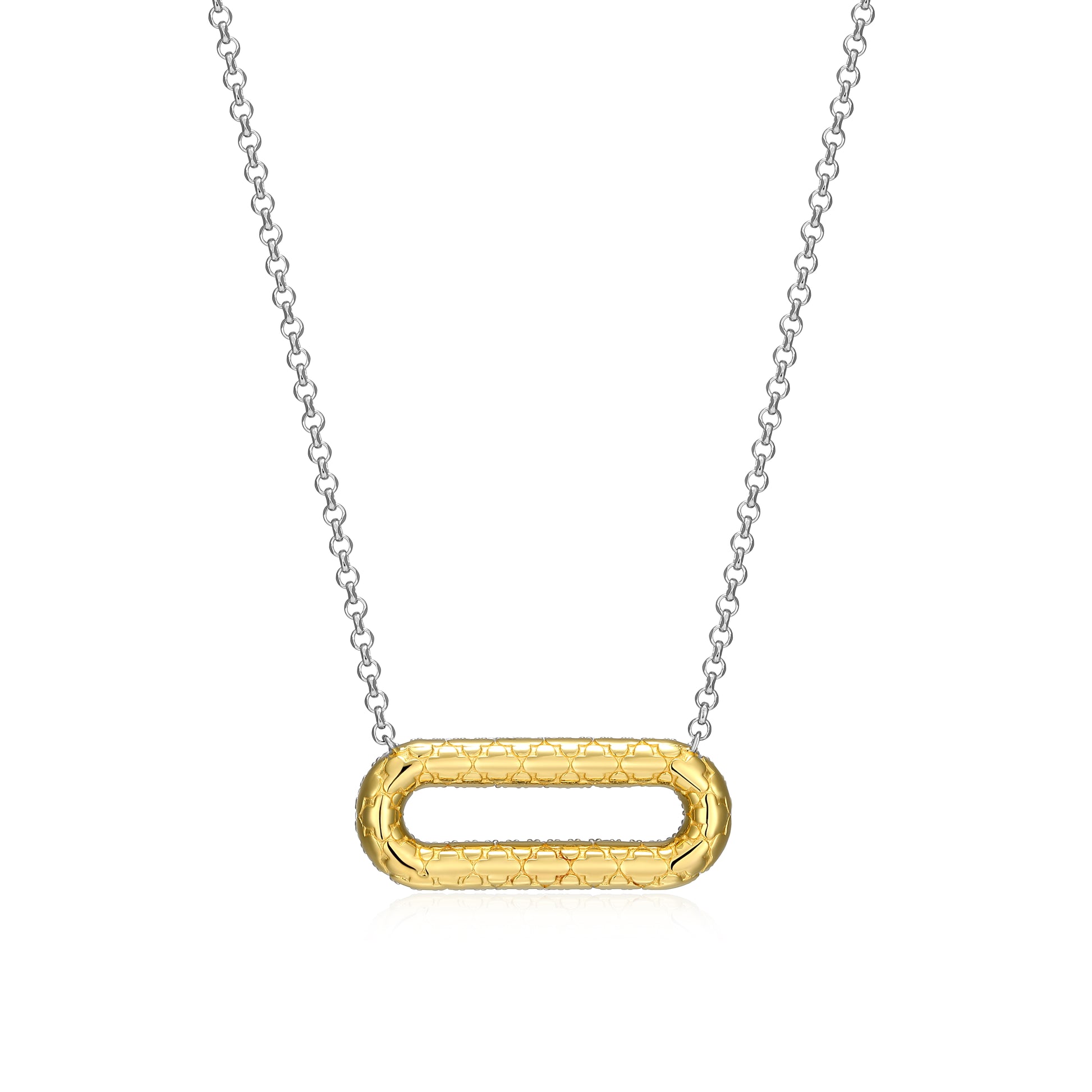 CN0222 - Reversible Pavé-Quilted Paperclip Hoop Necklace | Paris 1901