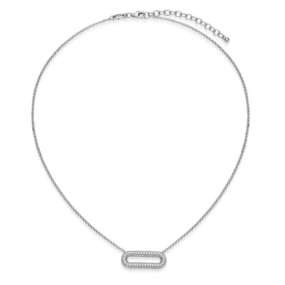 CN0222 - Reversible Pavé-Quilted Paperclip Hoop Necklace | Paris 1901