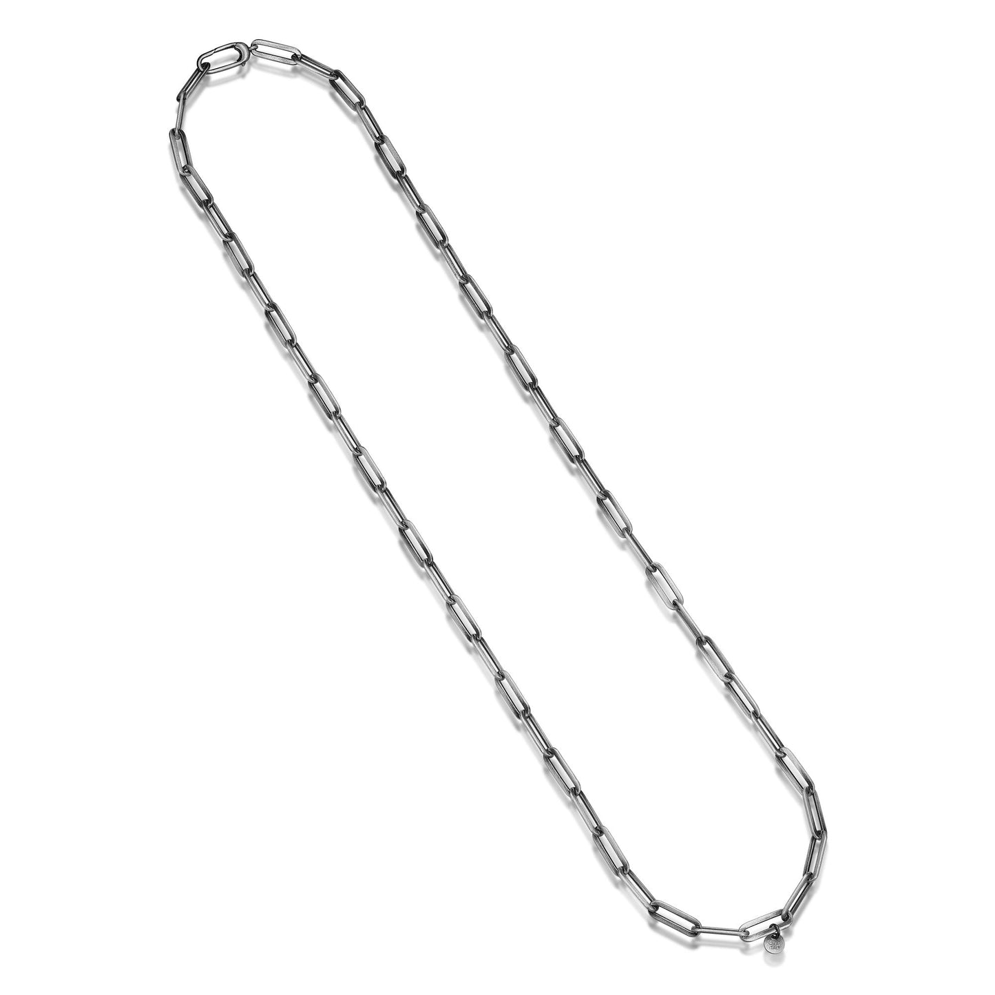 Italian Chain Brushed Gunmetal Paper Clip Necklace - 24" - UN26 | ethos