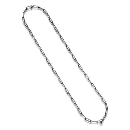 Italian Chain Brushed Gunmetal Paper Clip Necklace - 24" - UN26 | ethos