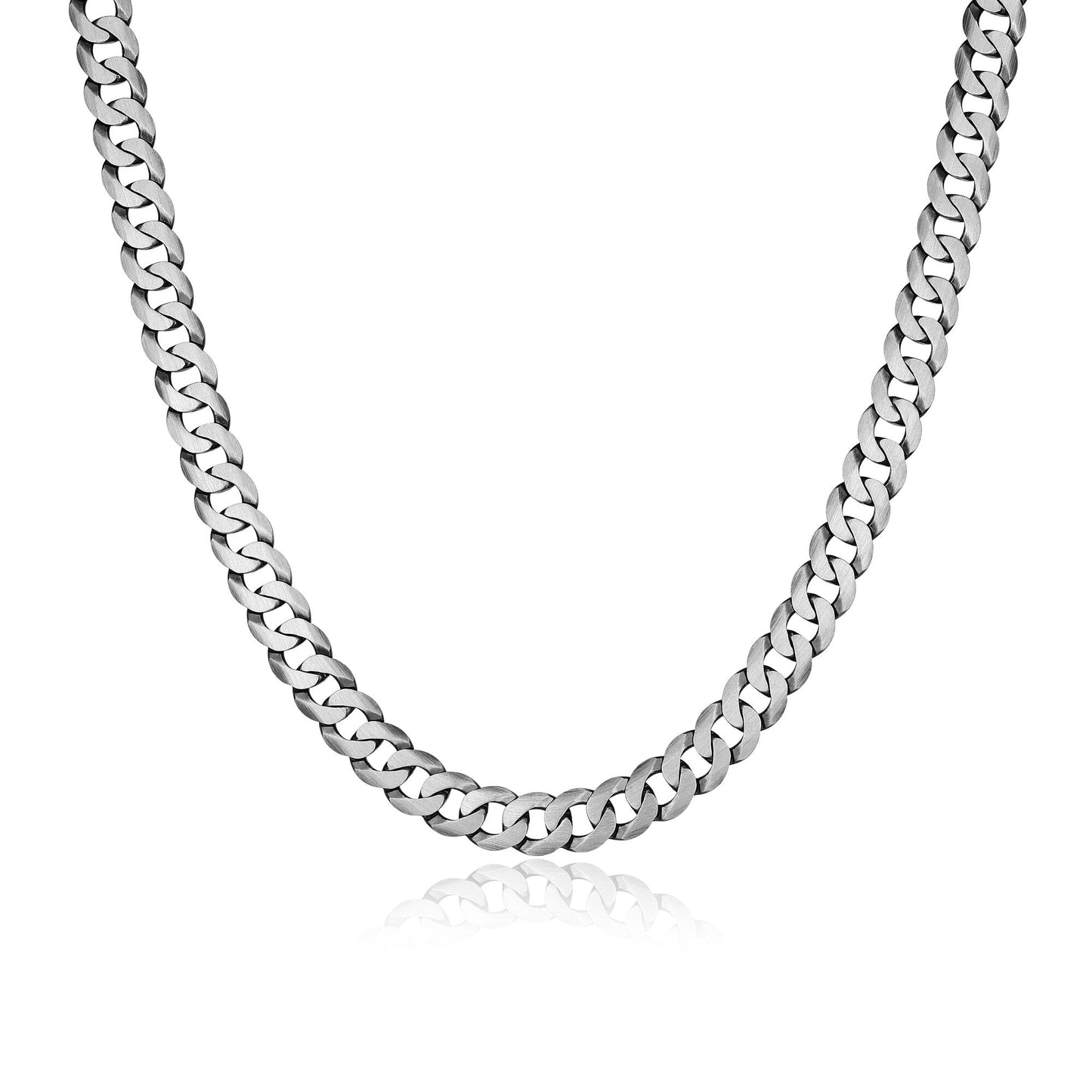 Italian Chain Brushed Gunmetal Curb Chain Necklace - 20" - UN28 | ethos