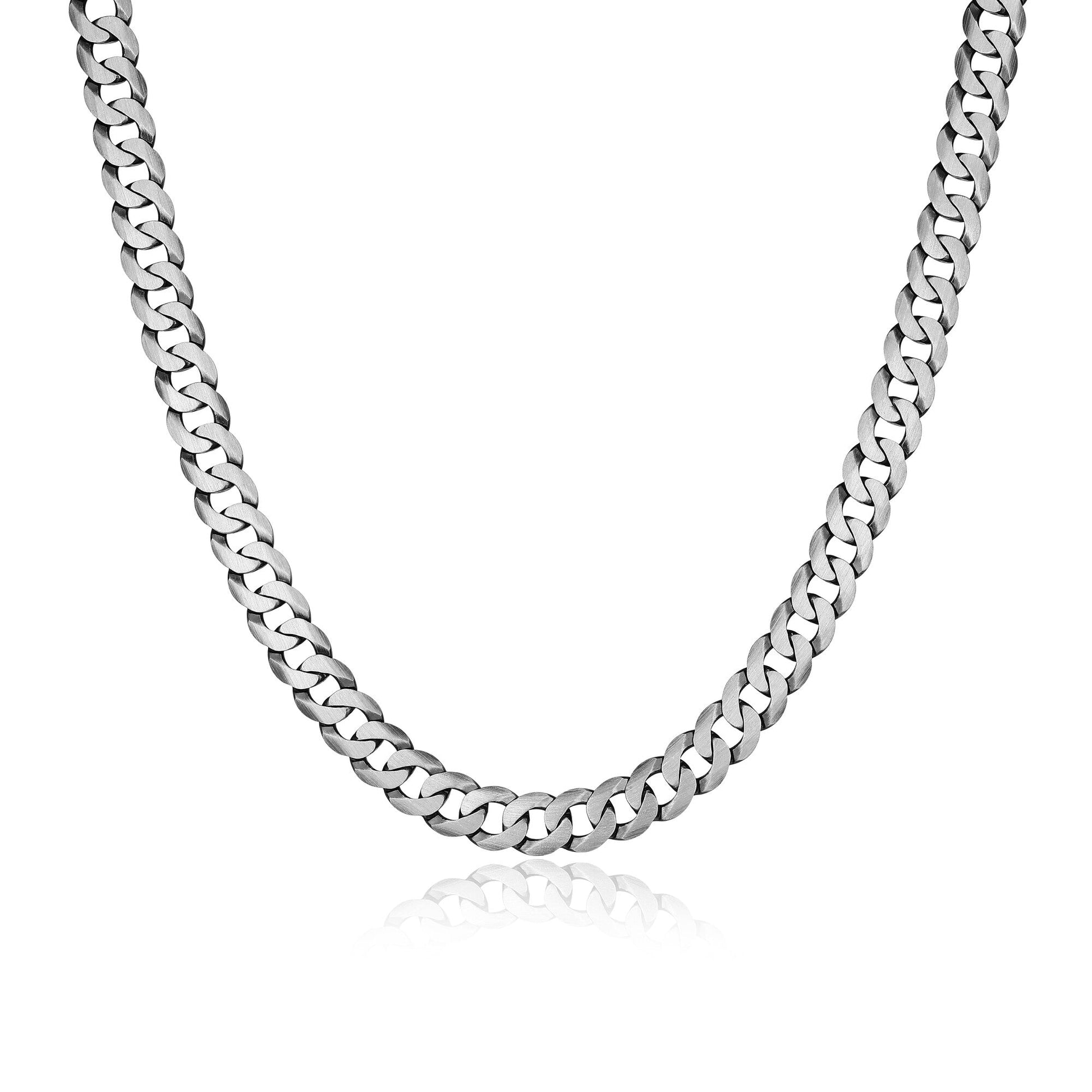 Italian Chain Brushed Gunmetal Curb Chain Necklace - 20" - UN28 | ethos