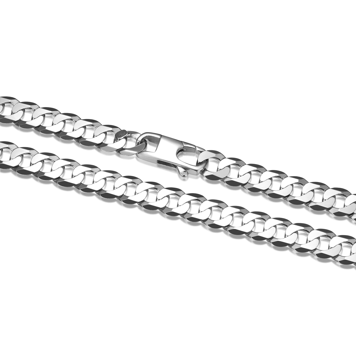 Italian Chain Rhodium Plated Flat Curb Chain Necklace - 24" - UN3324 | ethos