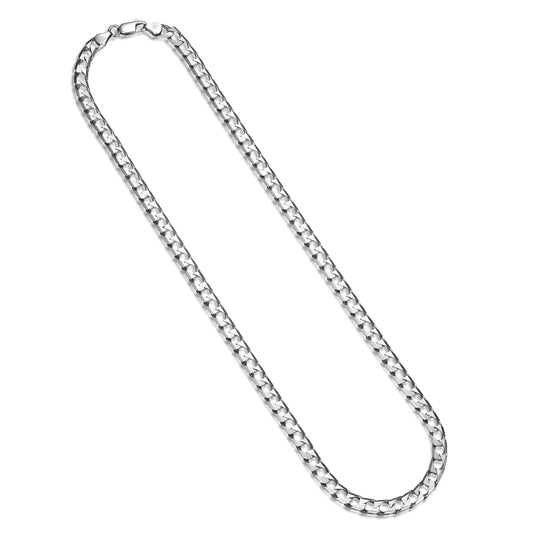 Italian Chain Rhodium Plated Square Curb Necklace - 22" - UN34 | ethos