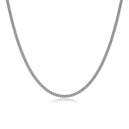 Italian Chain Rhodium Plated Curb Necklace - 20" - UN3520 | ethos
