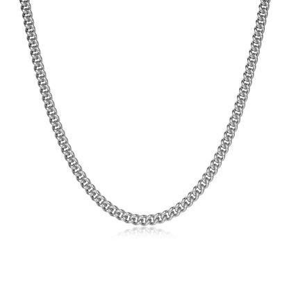 Italian Chain Rhodium Plated Curb Necklace - 22" - UN36 | ethos