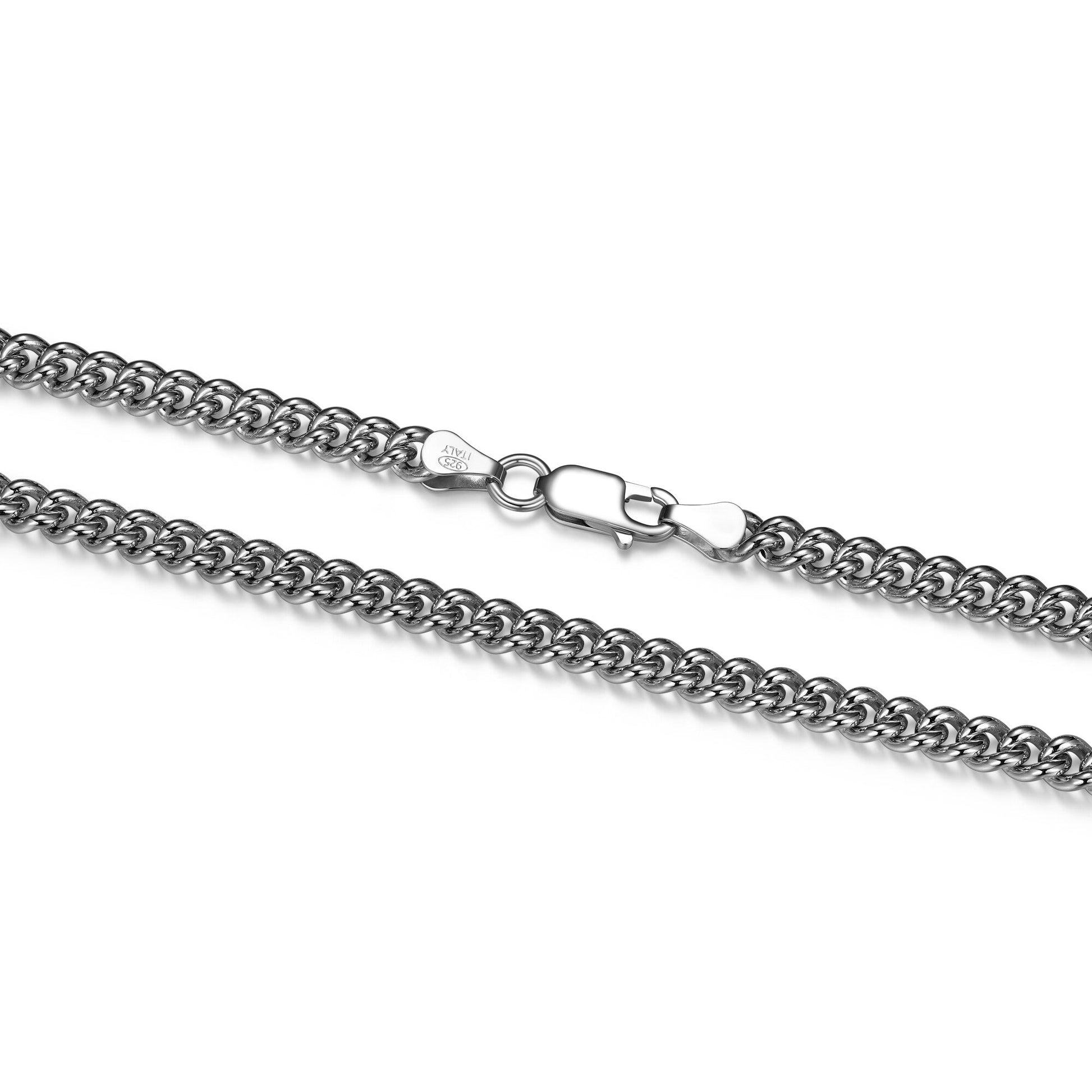 Italian Chain Rhodium Plated Curb Necklace - 22" - UN36 | ethos