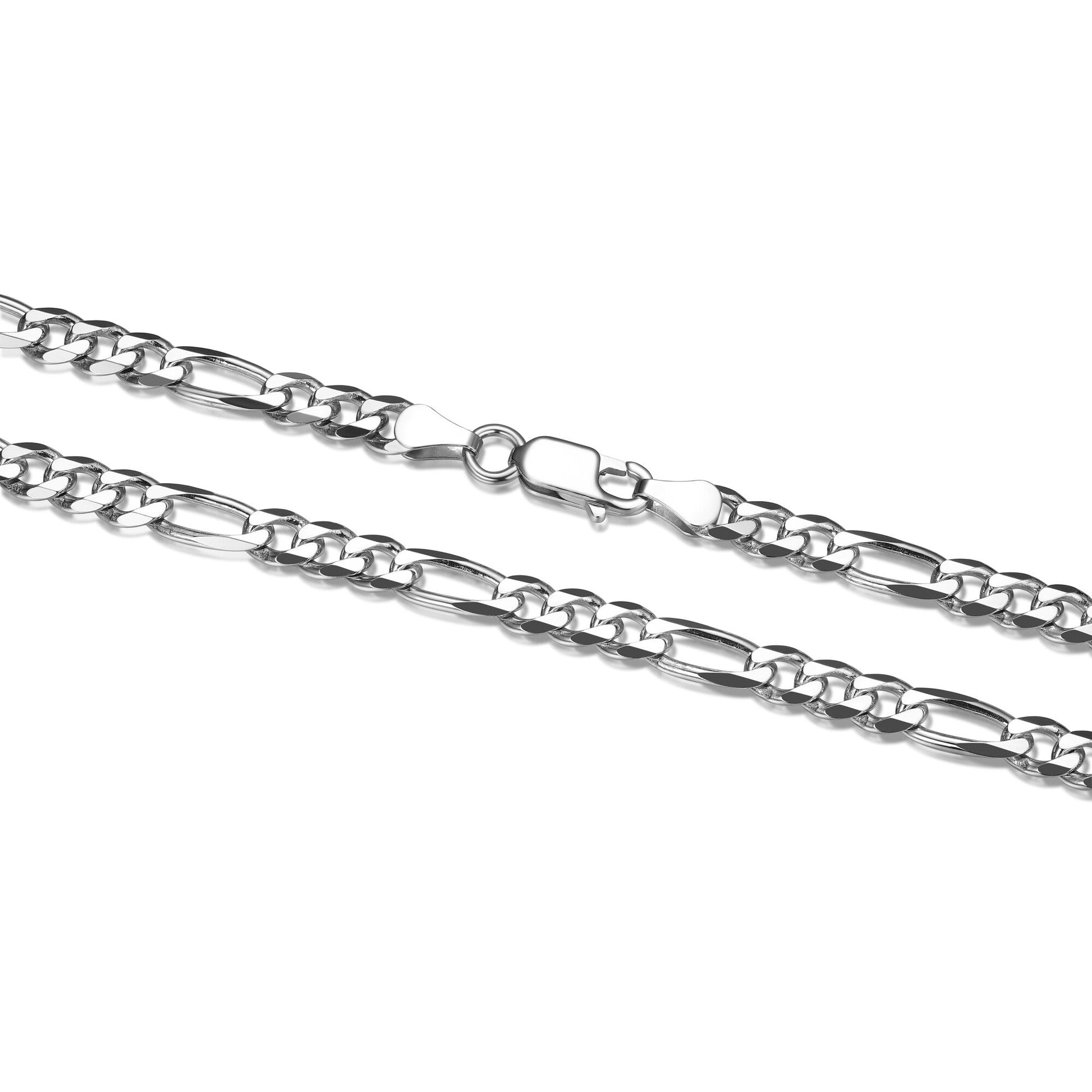 Italian Chain Rhodium Plated Figaro 3+1 Necklace - 20" - UN37 | ethos