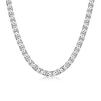 Italian Chain Rhodium Plated Marine Necklace - 22" - UN38 | ethos