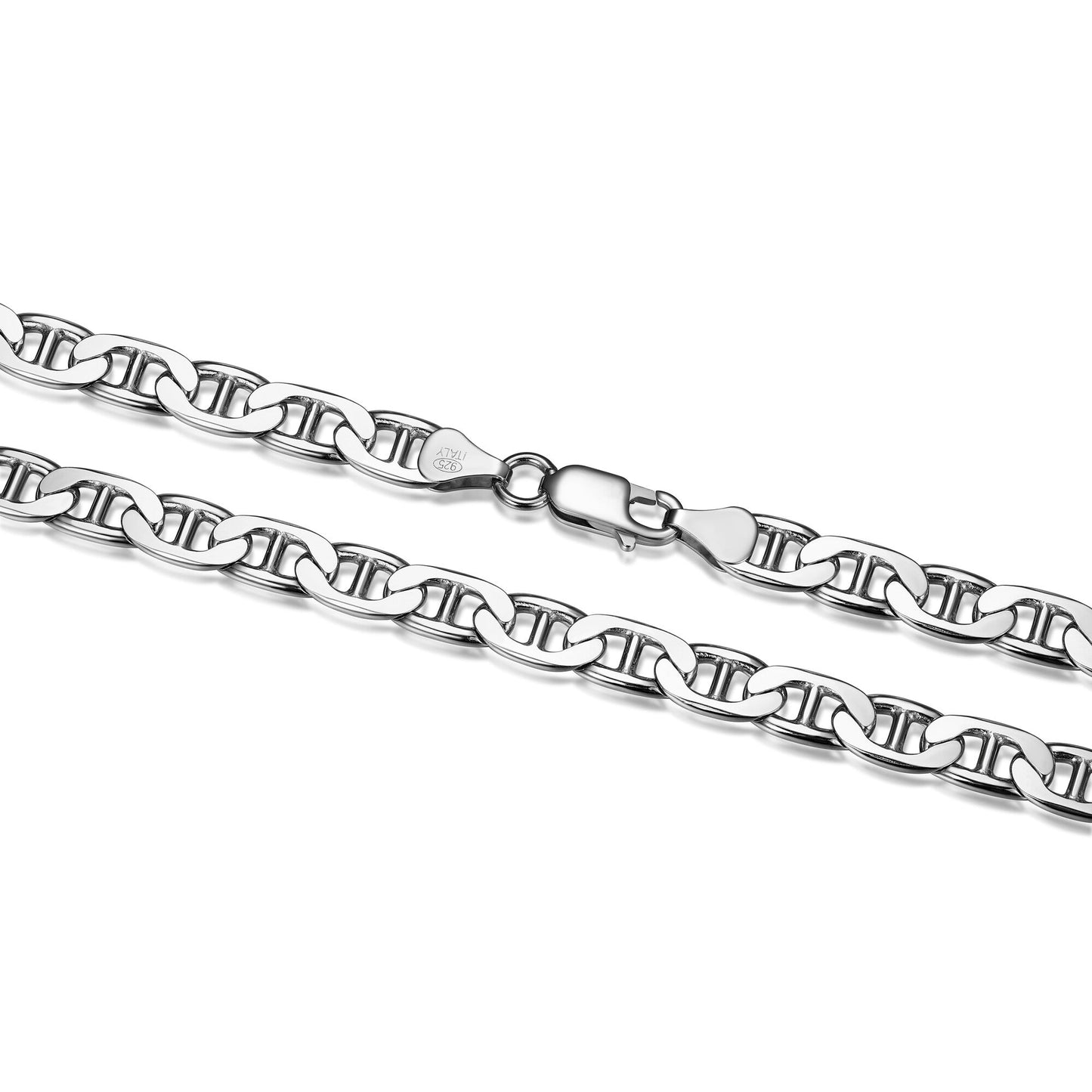 Italian Chain Rhodium Plated Marine Necklace - 22" - UN38 | ethos