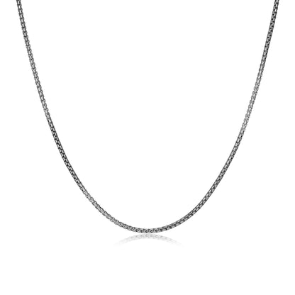 Italian Chain Rhodium Plated Round Box Chain Necklace - 20" - UN3920R | ethos