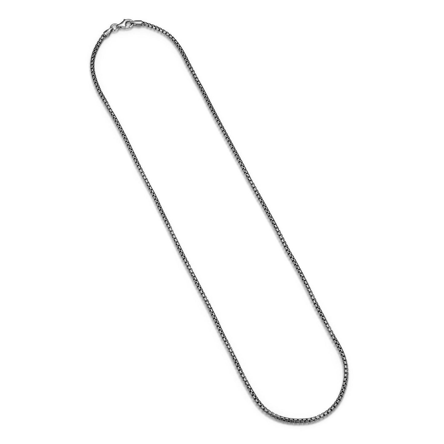 Italian Chain Rhodium Plated Round Box Chain Necklace - 20" - UN3920R | ethos