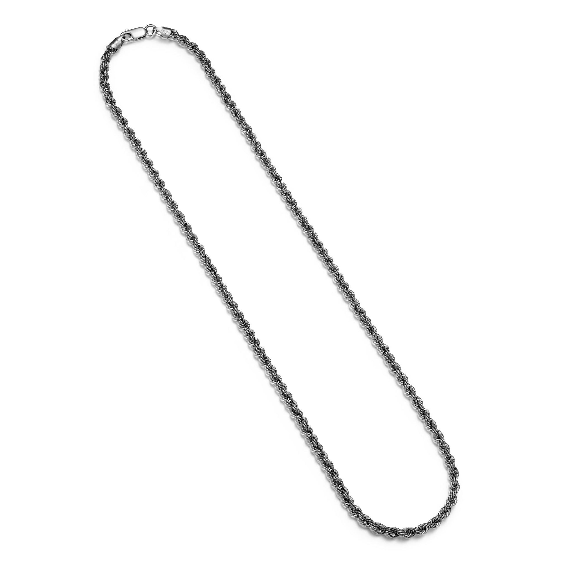 Italian Chain Rhodium Plated Silk Rope Chain Necklace - 20" - UN4020 | ethos