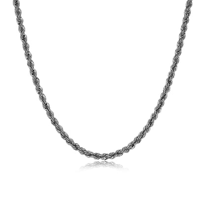 Italian Chain Rhodium Plated Silk Rope Necklace - 24" - UN40 | ethos