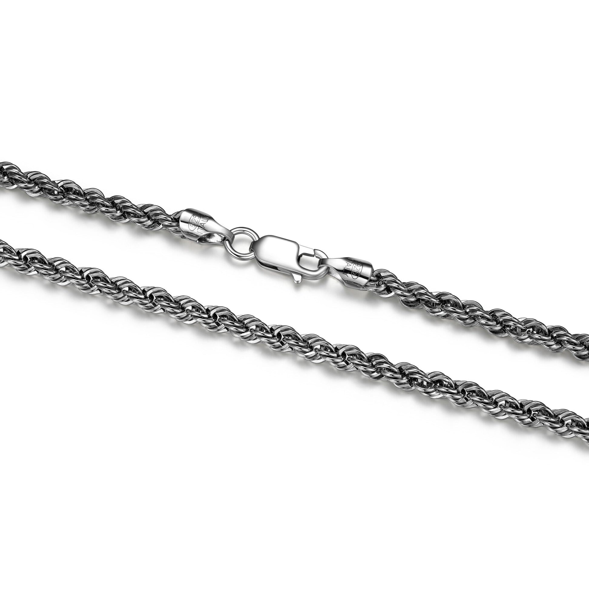 Italian Chain Rhodium Plated Silk Rope Necklace - 24" - UN40 | ethos