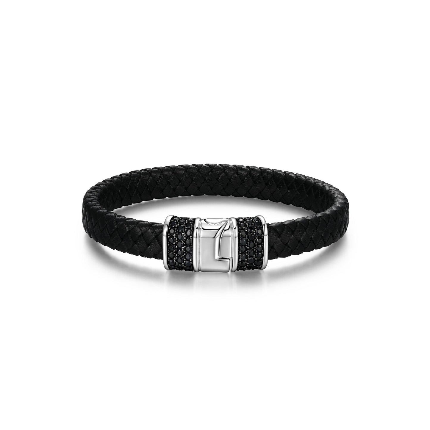 Black Ice Rhodium Plated Gunmetal Sterling Silver and Black Sapphire Bracelet - UB19 | ethos