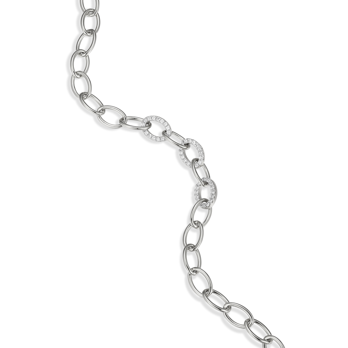Pave Oval Link Bracelet in Rhodium-Plated Sterling Silver | M by Monte Luna