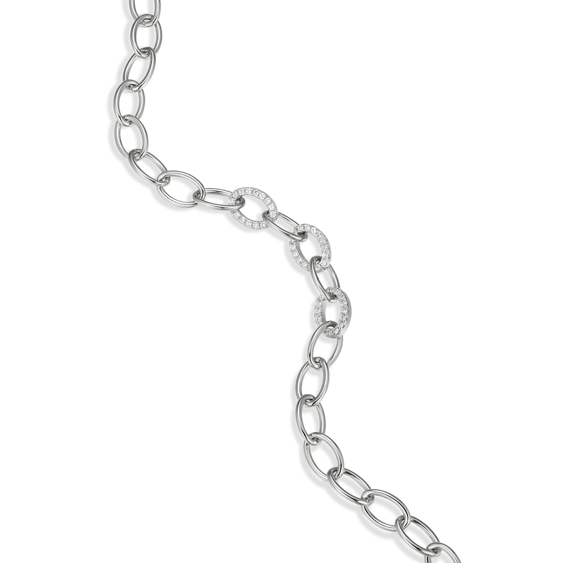 Pave Oval Link Bracelet in Rhodium-Plated Sterling Silver | M by Monte Luna