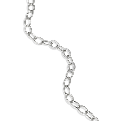Pave Oval Link Bracelet in Rhodium-Plated Sterling Silver | M by Monte Luna