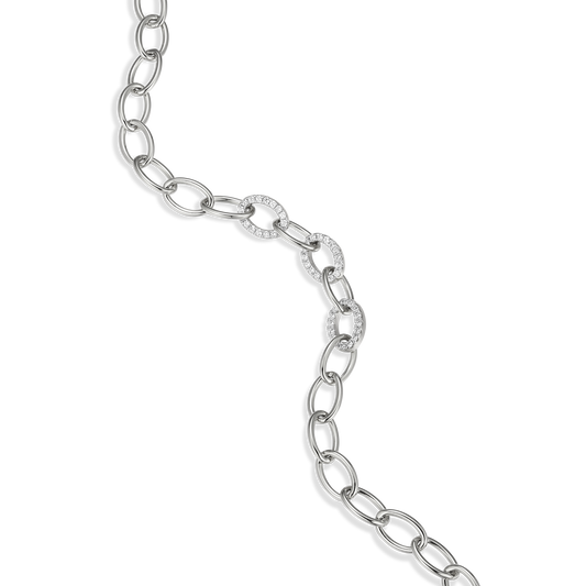 Pave Oval Link Bracelet in Rhodium-Plated Sterling Silver | M by Monte Luna