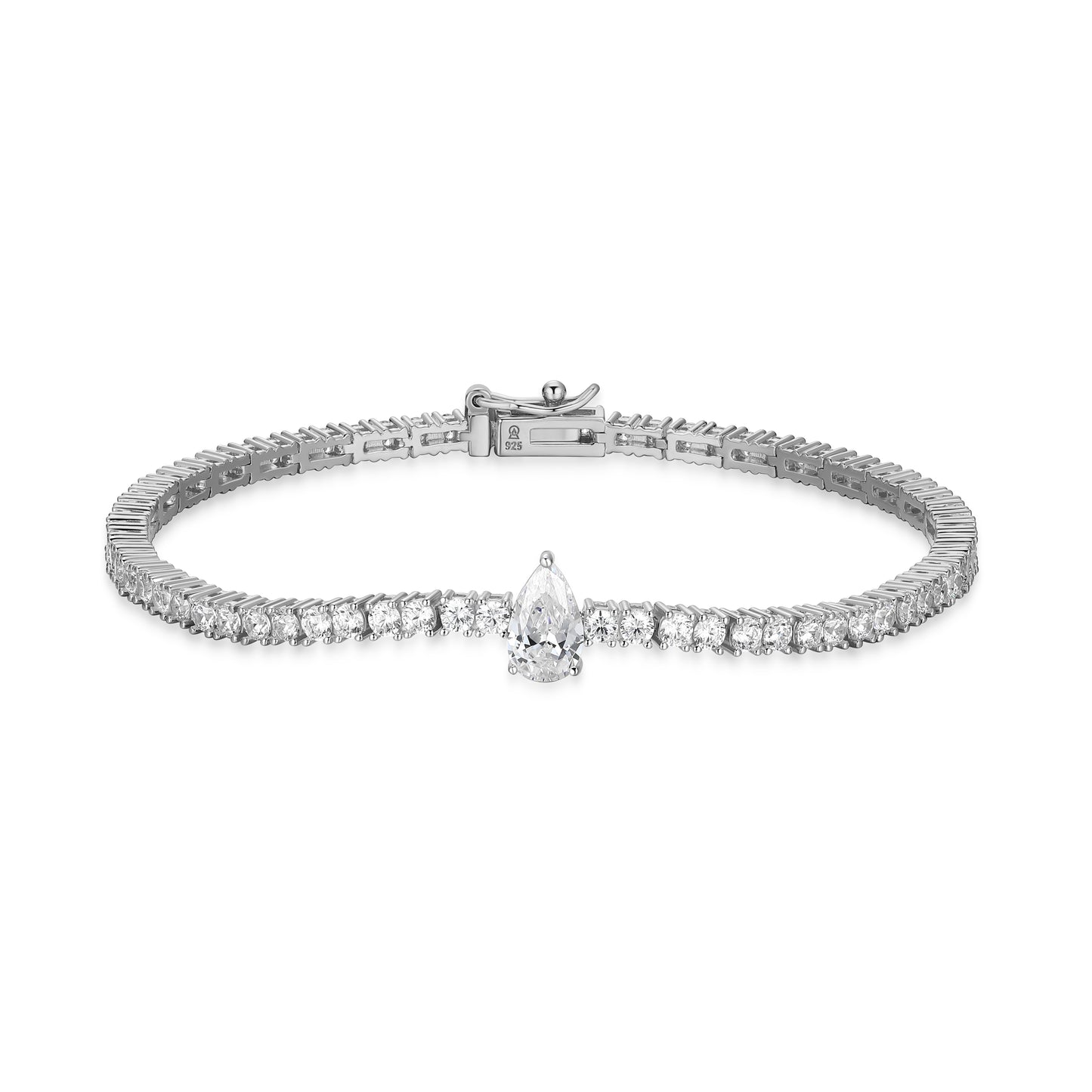 MB0151W - Pear Solitaire Tennis Bracelet | Monte Luna