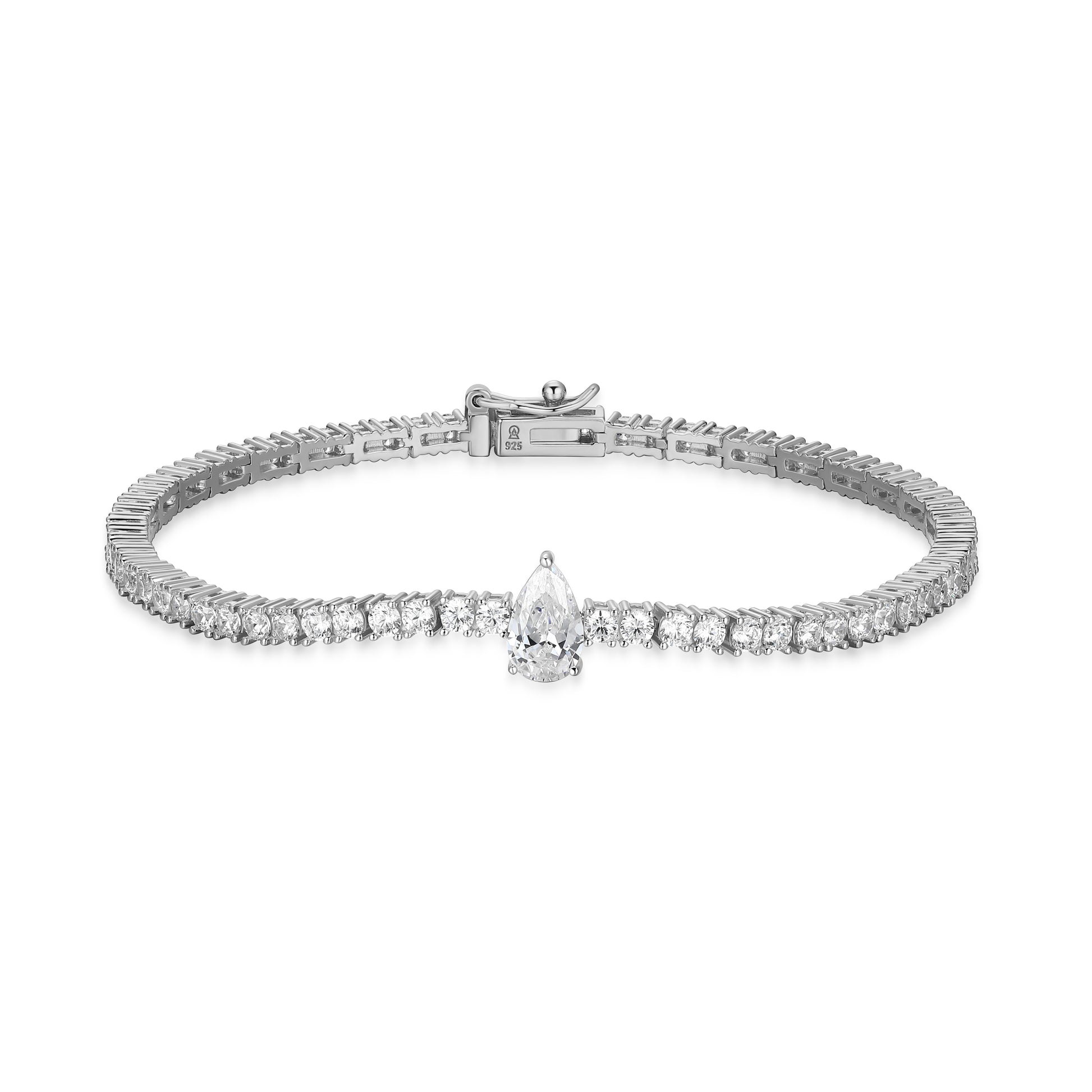 MB0151W - Pear Solitaire Tennis Bracelet | Monte Luna