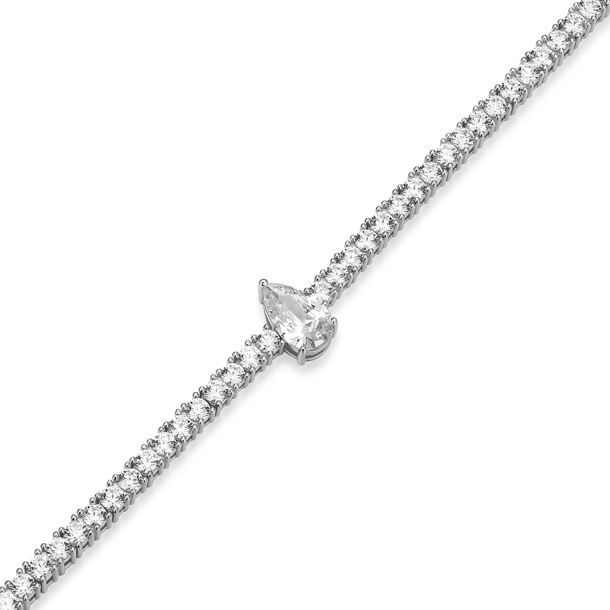 MB0151W - Pear Solitaire Tennis Bracelet | Monte Luna