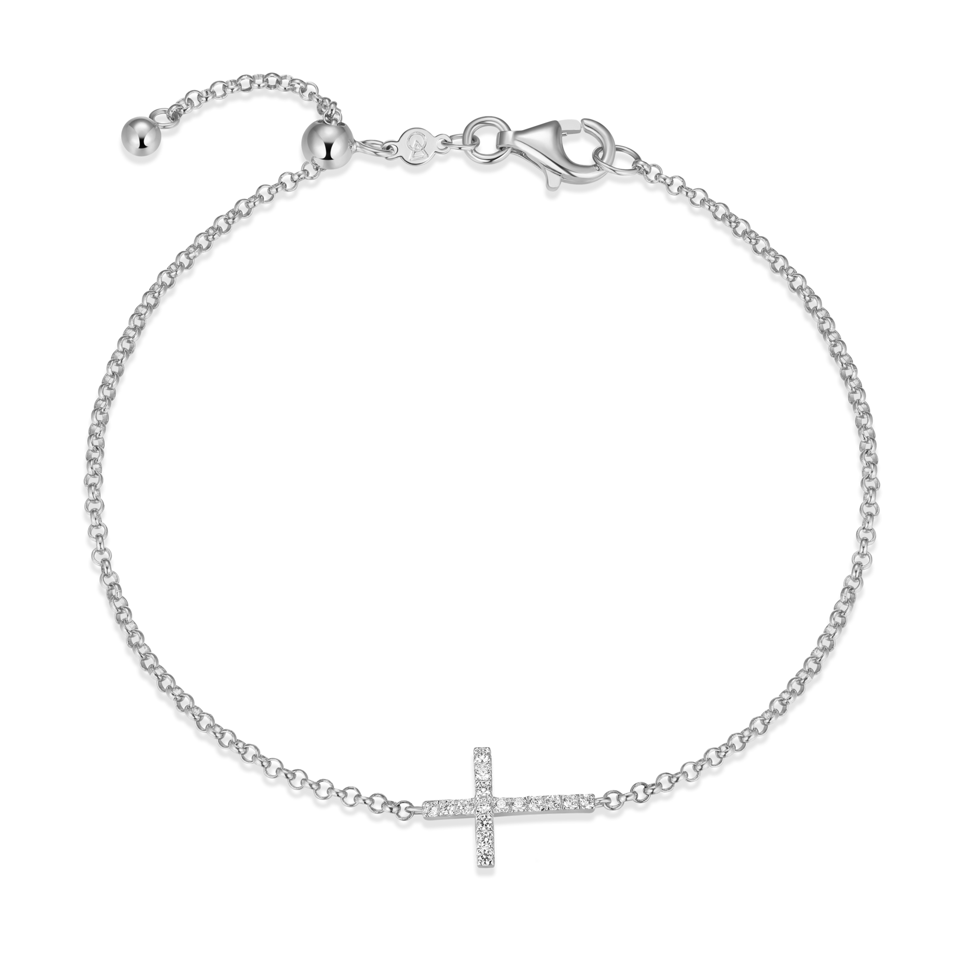 Cross Pendant Bolo Bracelet in Rhodium-Plated Sterling Silver | M by Monte Luna