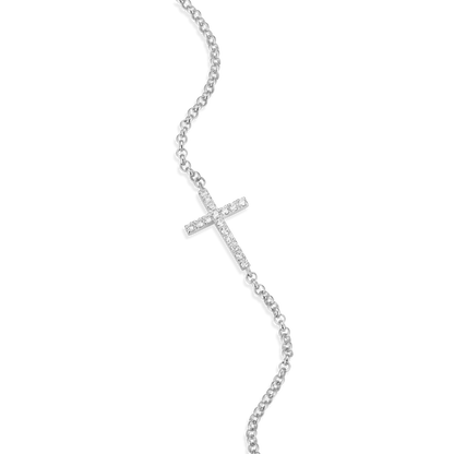 Cross Pendant Bolo Bracelet in Rhodium-Plated Sterling Silver | M by Monte Luna