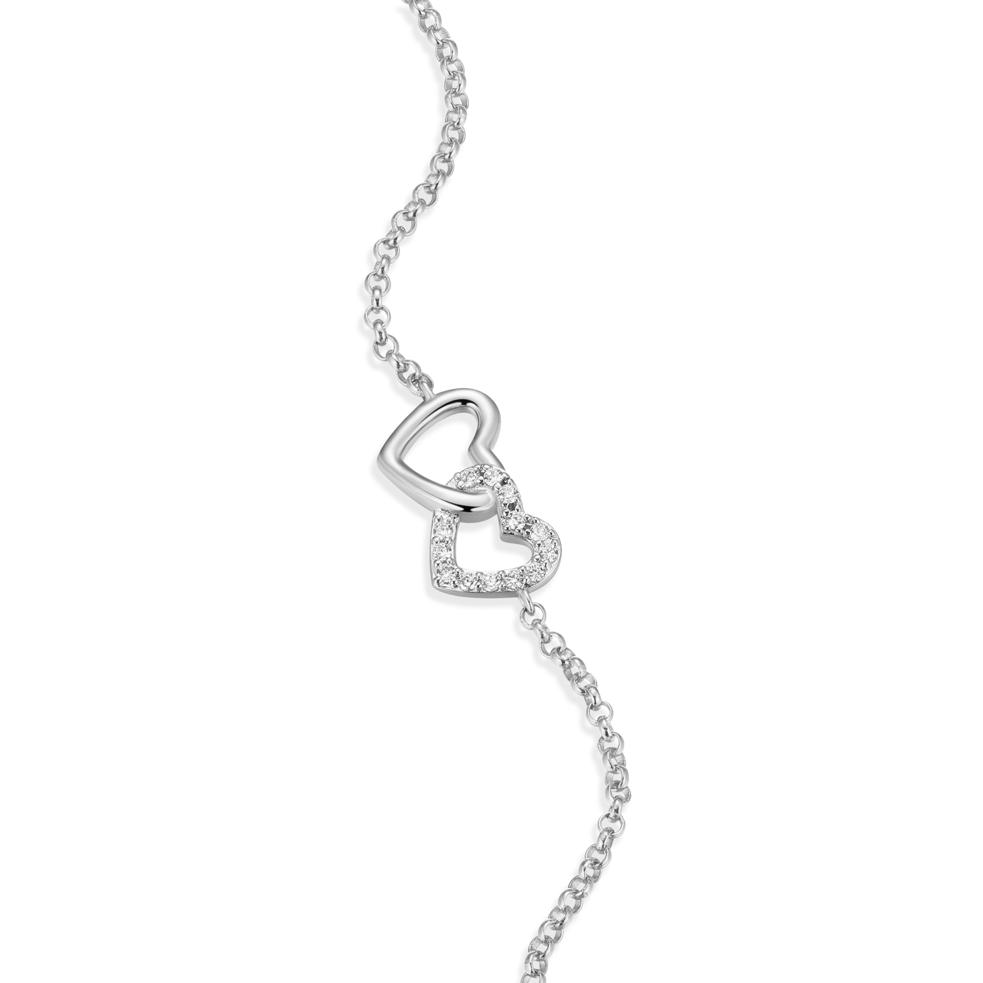 Open Twin Heart Bolo Bracelet in Rhodium-Plated Sterling Silver | M by Monte Luna
