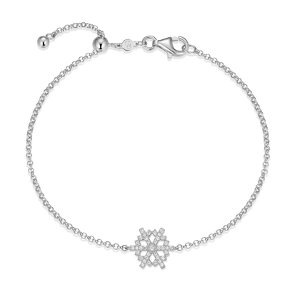 Snowflake Bolo Bracelet in Rhodium-Plated Sterling Silver | M by Monte Luna