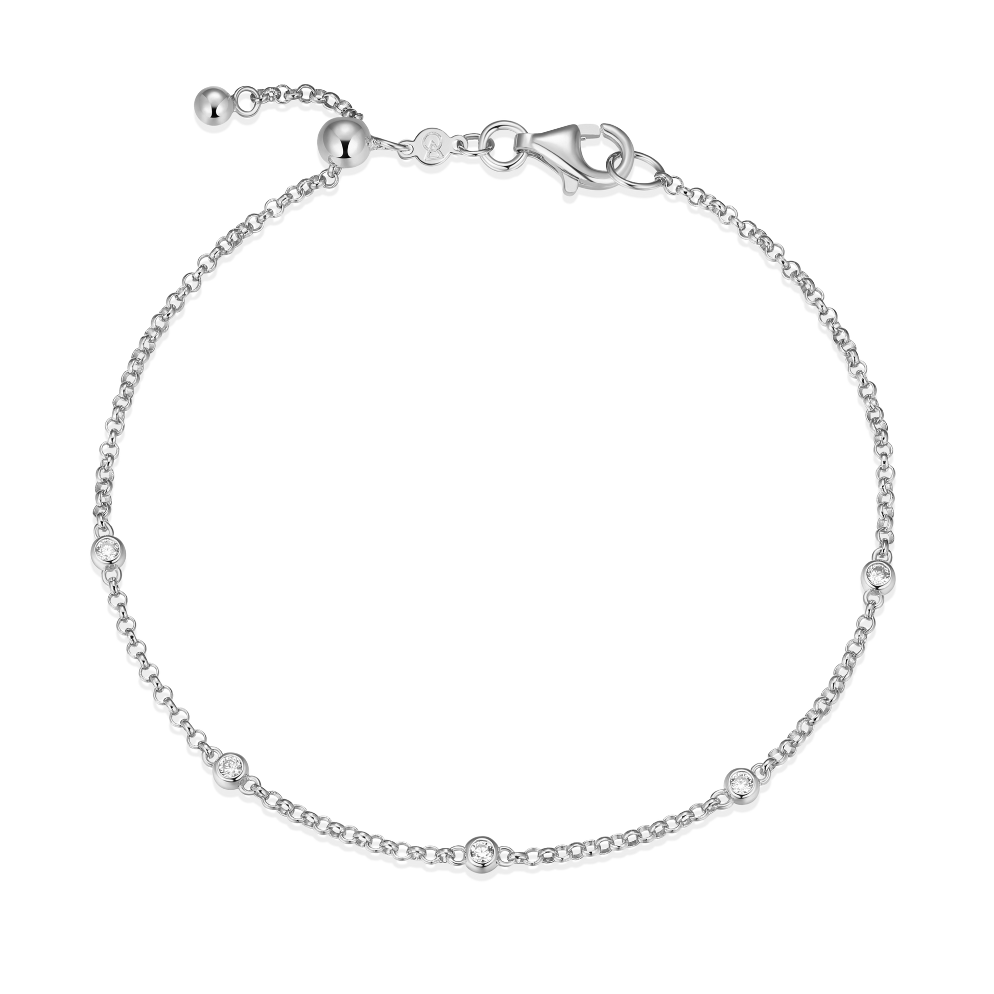 Bezel Station Bolo Bracelet in Rhodium-Plated Sterling Silver | M by Monte Luna