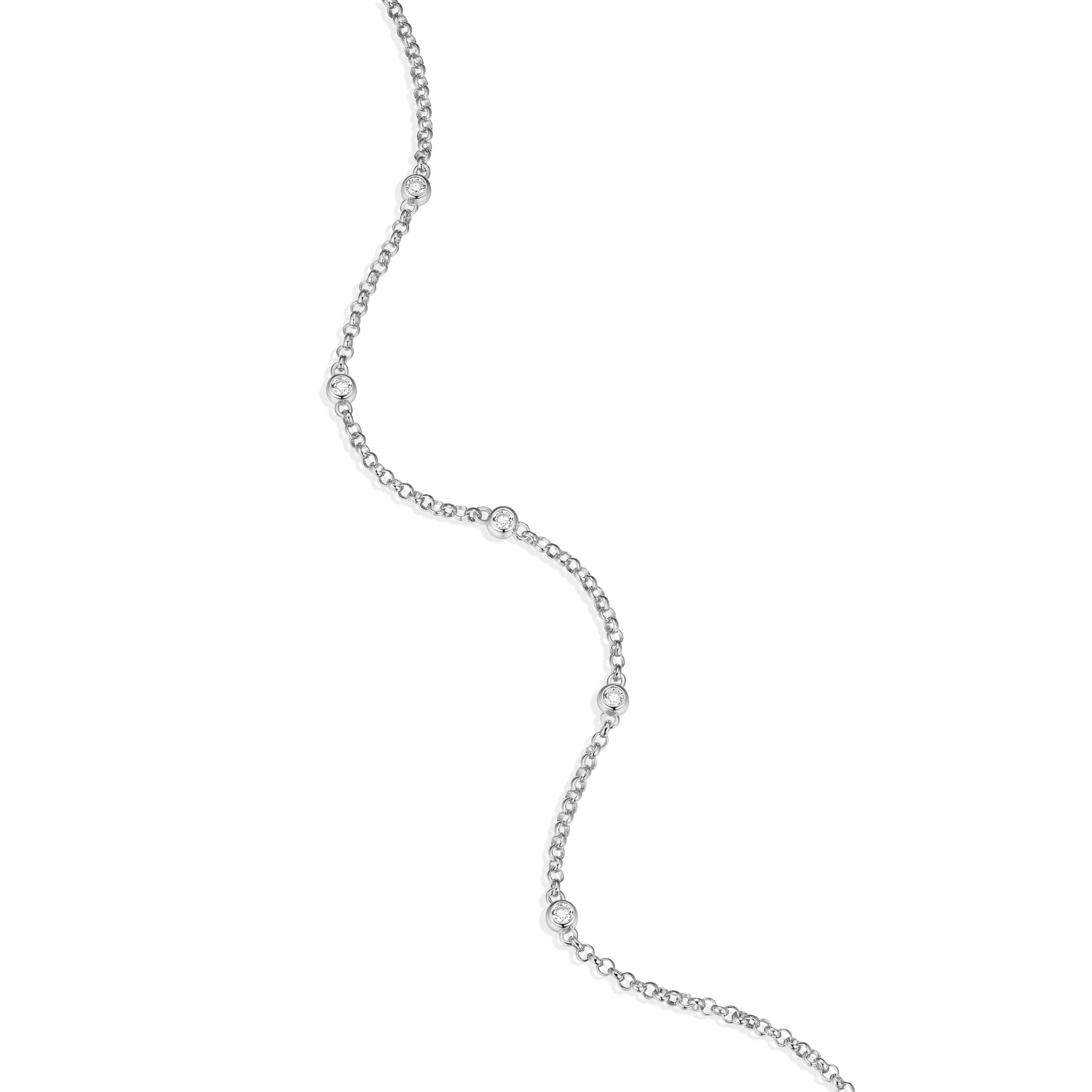 Bezel Station Bolo Bracelet in Rhodium-Plated Sterling Silver | M by Monte Luna