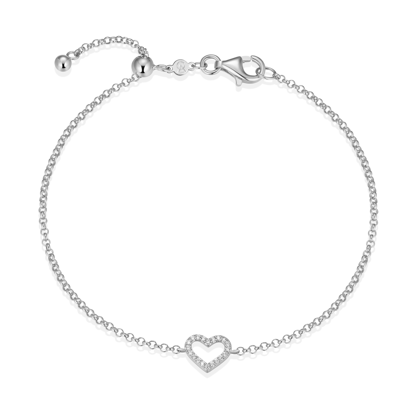 Open Heart Bolo Bracelet in Rhodium-Plated Sterling Silver | M by Monte Luna
