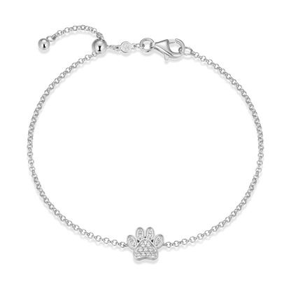 Paw Print Bolo Bracelet in Rhodium-Plated Sterling Silver | M by Monte Luna
