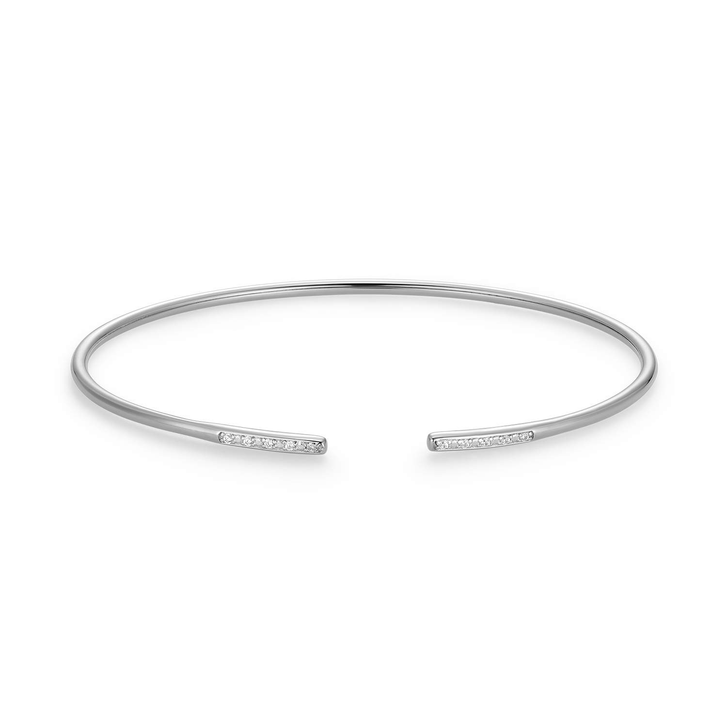 Pave Minimalist Lab-Created Diamond Flex Cuff Bracelet in Rhodium-Plated Sterling Silver | M by Monte Luna