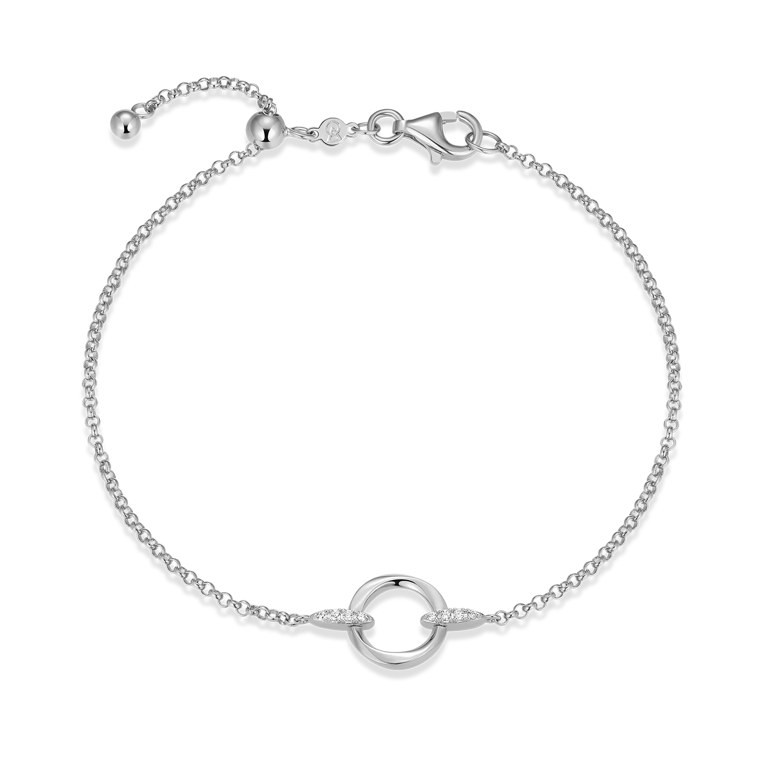 Knife Edge Circle Link Lab-Created Diamond Bolo Bracelet in Rhodium-Plated Sterling Silver | M by Monte Luna