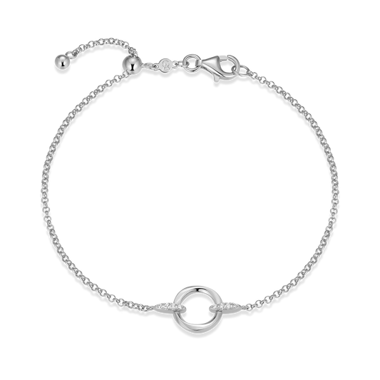 Knife Edge Circle Link Lab-Created Diamond Bolo Bracelet in Rhodium-Plated Sterling Silver | M by Monte Luna