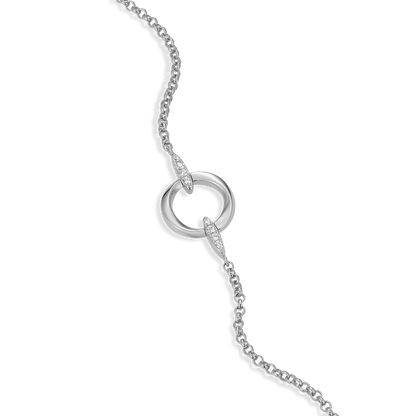 Knife Edge Circle Link Lab-Created Diamond Bolo Bracelet in Rhodium-Plated Sterling Silver | M by Monte Luna