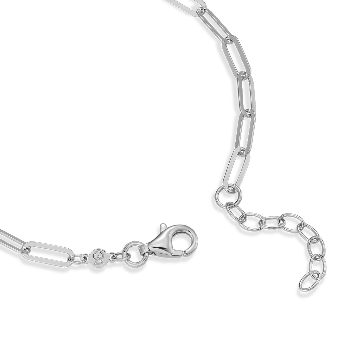 Open Heart Pendant Lab-Created Diamond Paperclip Bracelet in Rhodium-Plated Sterling Silver | M by Monte Luna