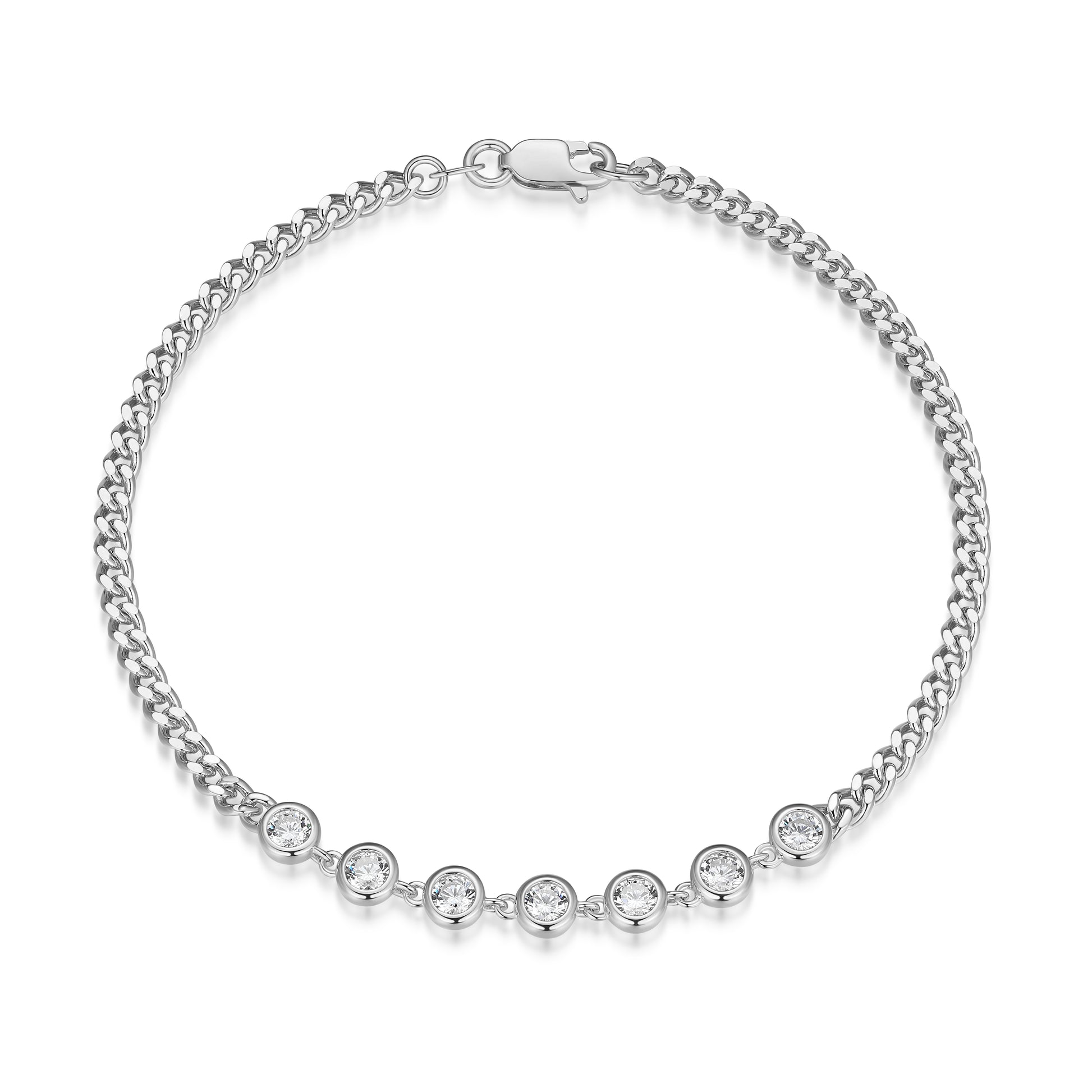 RB0193W - Station CZ Cuban Chain Bracelet | reign