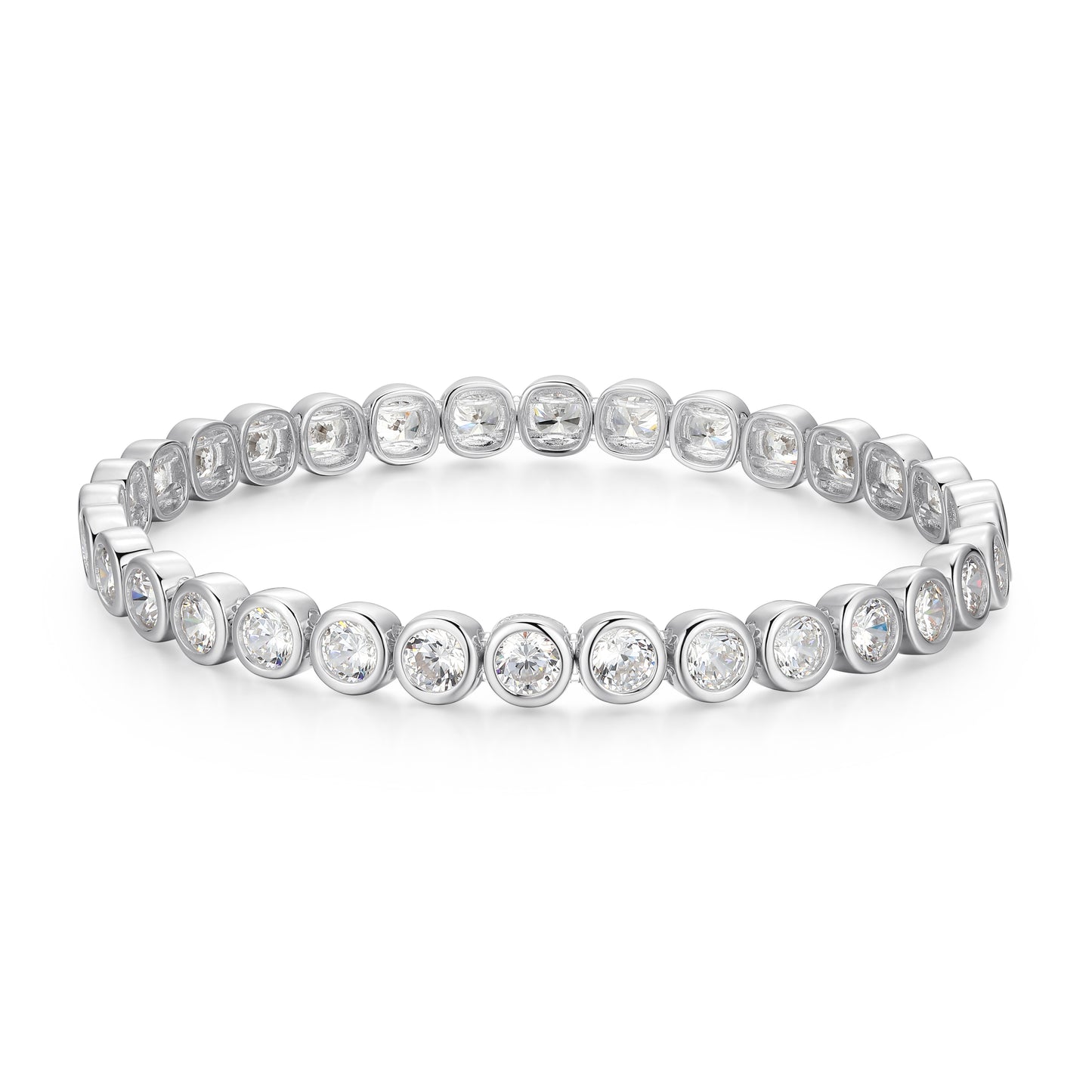 RB0195WS - 6.5 Inch Bezel Set Stretch Bracelet | reign