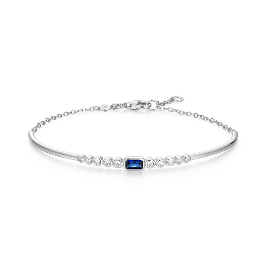 BB0252W - Lab-Created Blue Sapphire & Lab-Created Diamond Cuff Bracelet | m by monte luna