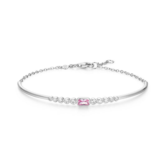 BB0253W - Lab-Created Pink Sapphire & Lab-Created Diamond Cuff Bracelet | m by monte luna