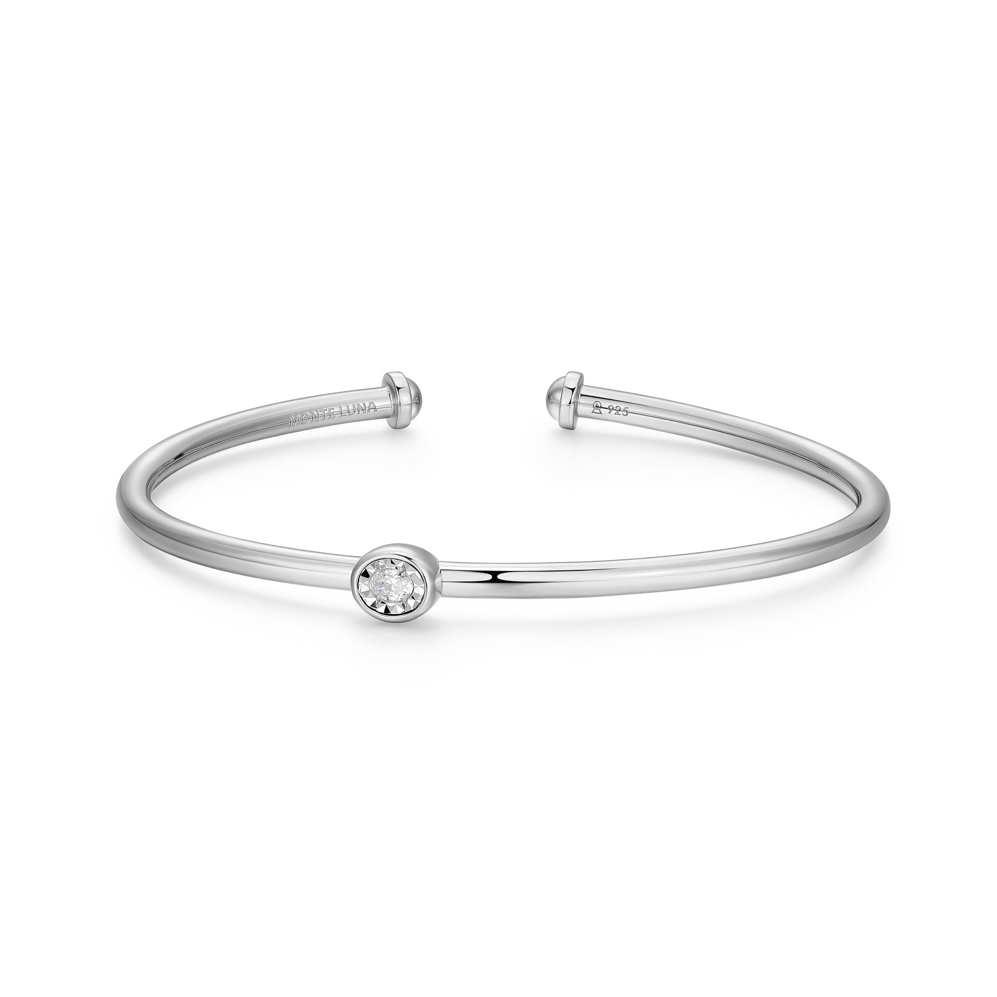 BB0259W - Asymmetrical Bezel-Set Lab-Created Diamond Flex Cuff | m by monte luna