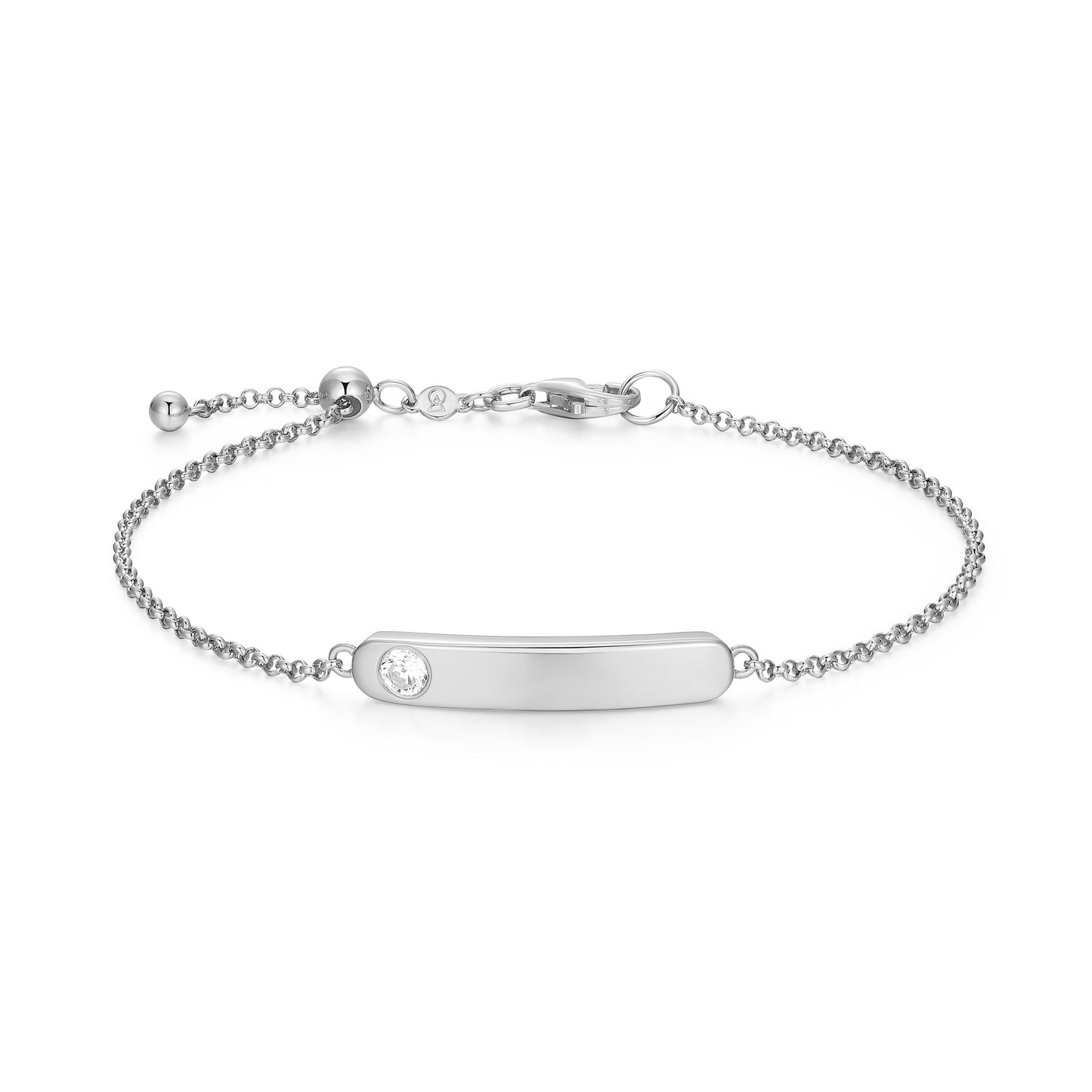 BB0265W - ID Bar with Bezel-Set Lab-Created Diamond Bolo Bracelet | m by monte luna