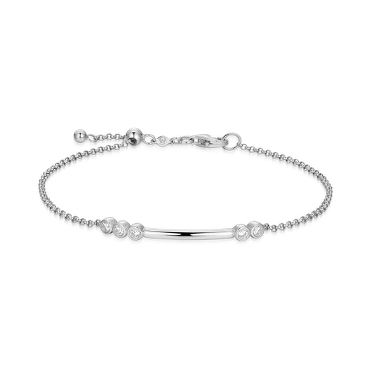 BB0254W - Lab-Created Diamond Bar Bolo Bracelet | m by monte luna