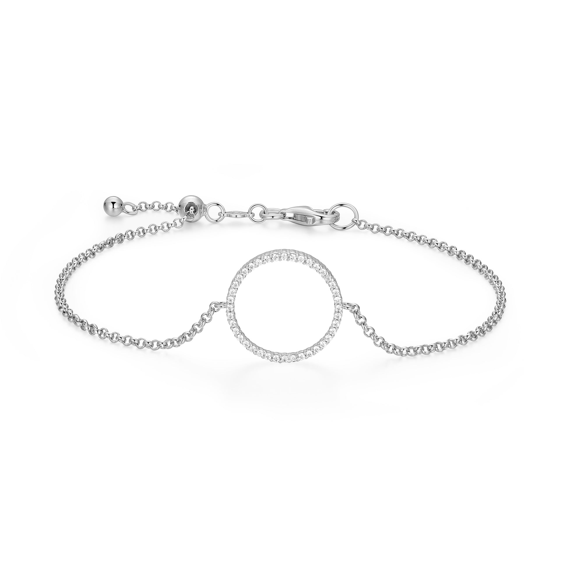 BB0275W - Open Circle Lab-Created Diamond Bolo Bracelet | m by monte luna